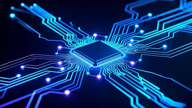 Electronic circuit with glowing pathways