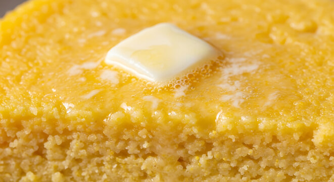 Grainy Sandy Organic Cornmeal Mush Polenta Cut Slices
