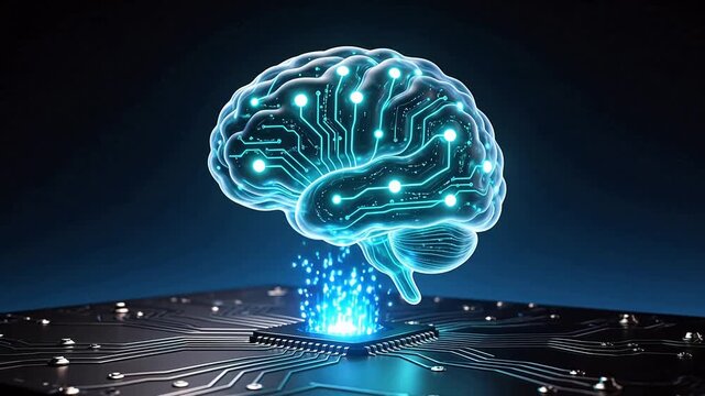 Cybernetic brain with glowing circuits
