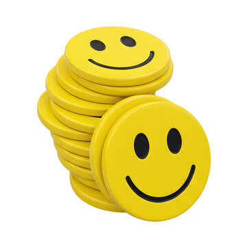 Stack of yellow smiley face tokens