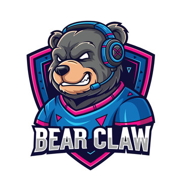 Bear Claw Esports Mascot Logo Gaming Character Design.