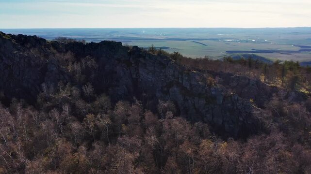 Urals in spring: Irendyk ridge, Mount Karatashmas. Aerial view.