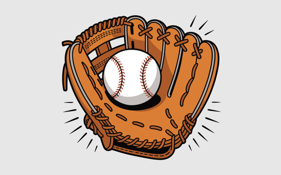 Baseball player catches ball with brown leather sports glove outdoors