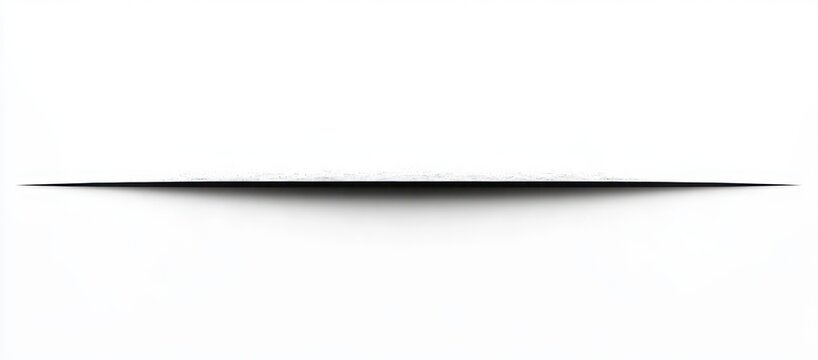 thin horizontal black slit and subtle shadow on a white background conveying calm mystery and minimalist tension