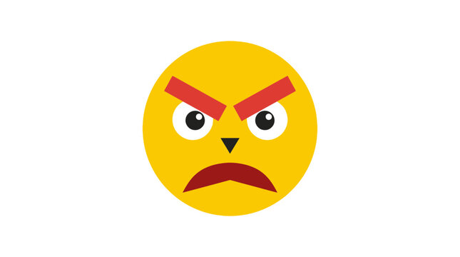 Angry yellow emoji with furrowed brows and frown.