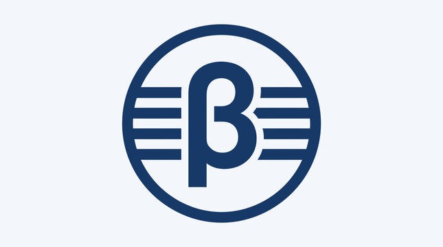 Beta symbol icon within striped circular frame.