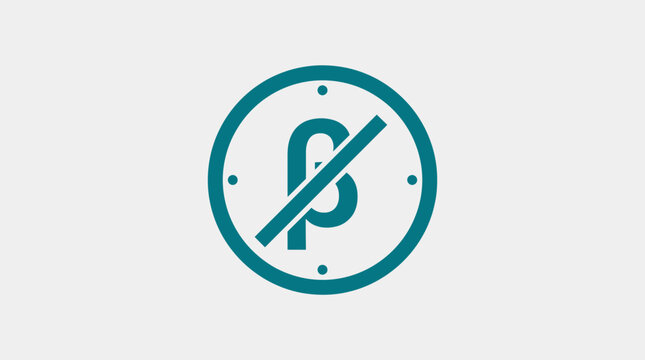 Beta symbol with slash inside a circle.