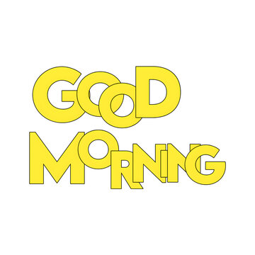 Good Morning creative yellow text typography design isolated on transparent background