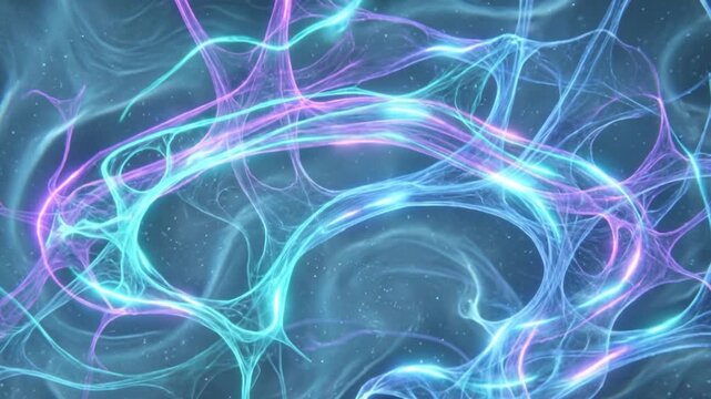 脈絡叢から脳脊髄液が噴出する様子を蛍光発光で表現した透明な脳のアイソメトリック3DCGアニメーション