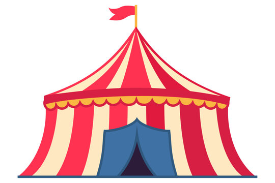 vector circus red white tent clip art isolated on transparent background