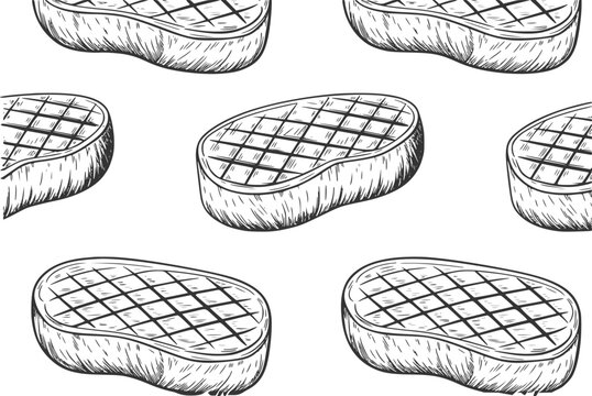Hand-drawn steak pattern a deliciously textured background