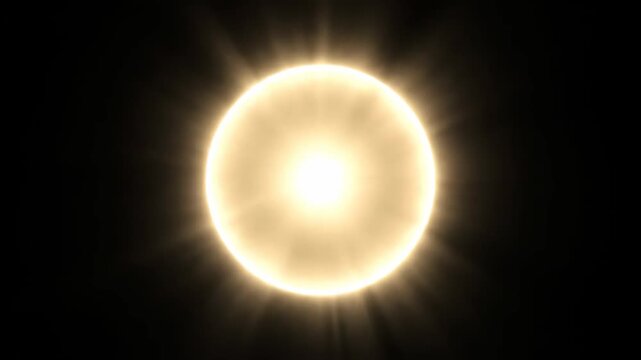 Bright Glowing Yellow Sun Sphere Against Black Background - Luminous Solar Star and Radiant Energy Concept