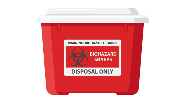 Red Biohazard Sharps Disposal Container With White Lid