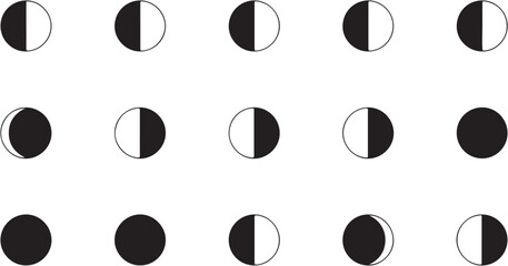 Fototapeta premium Black and white circular icons arranged in a grid pattern.