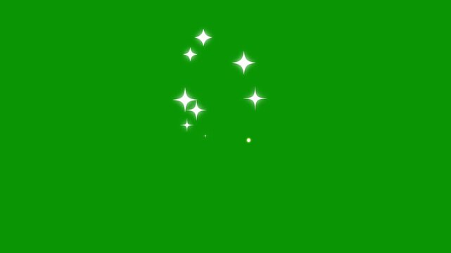 Twinkle sparkle stars animation, sparkling flash stars animation in doodle cartoon vector style, glowing and twinkling effect with glitter shine on transparent green screen, 4K animation twinkling.