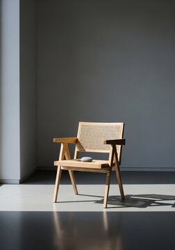 Wooden chair minimalist composition