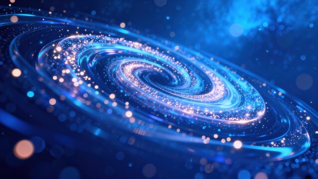 Blue spiral with glowing particles