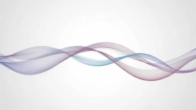 Abstract flowing wave lines with blue and purple gradients on a white background, elegant smooth curves motion graphic