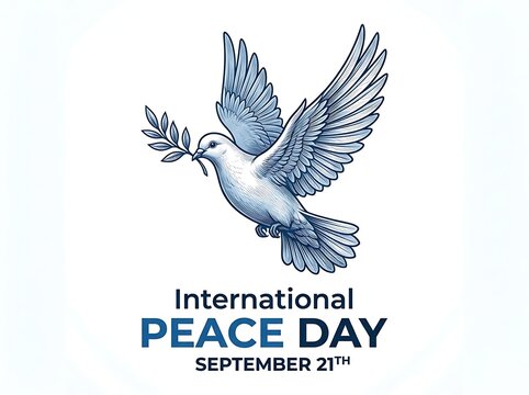 Beautiful illustration of a white dove with olive branch for international peace day celebration design