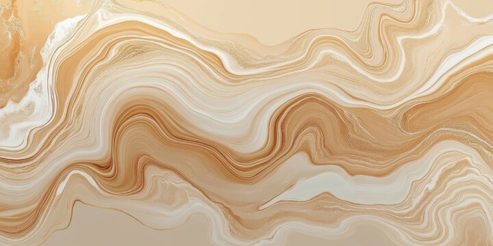 warm beige and cream marble swirls with layered fluid waves and subtle gold flecks evoking calm organic motion