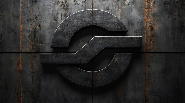 Dark gray logo design on industrial background