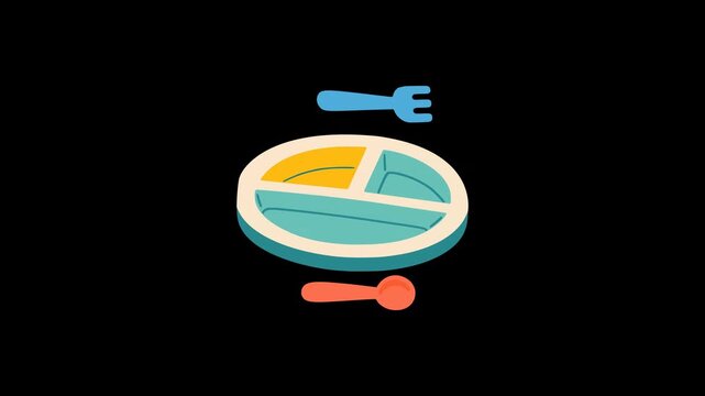 plastic food tray for kid meal eat spoon and fork animation HD 4K