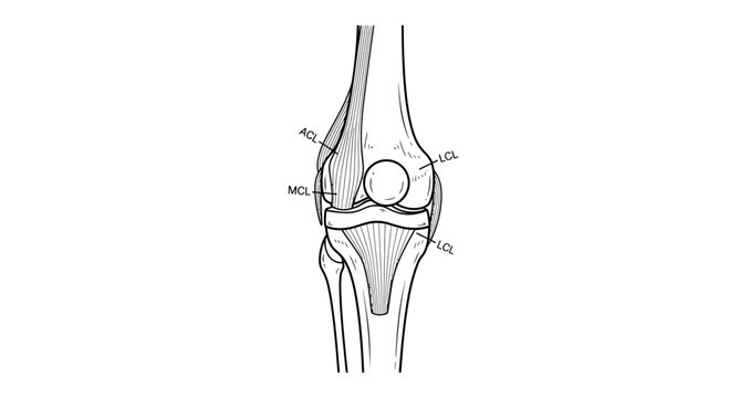 Knee Joint Anatomy Diagram: ACL, MCL, LCL Ligaments and Patella Bone