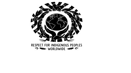 Fototapeta premium Indigenous peoples awareness, respect, global unity symbol, black and white logo, social issue illustration