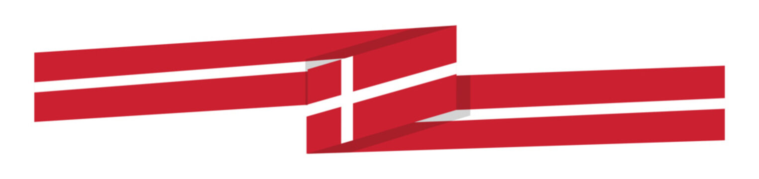Denmark National Day Patriotic Ribbon Banner with Flag Colors