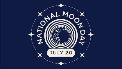 Minimalist circular emblem celebrating national moon day on july twentieth © Naymul