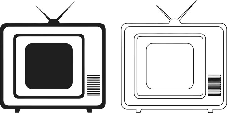 Retro TV icons black and white