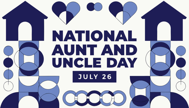 Blue geometric graphic design for national aunt and uncle day