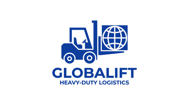 Globalift heavy duty logistics forklift and globe logo.