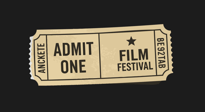 Vintage movie ticket for film festival admission.