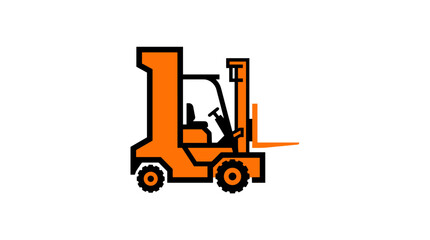 Naklejka premium Orange forklift truck vector icon isolated on white background.