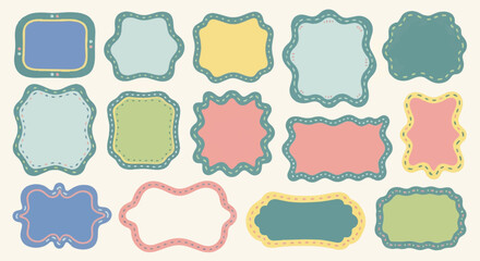 Fototapeta premium Colorful decorative frame borders in various shapes and styles.