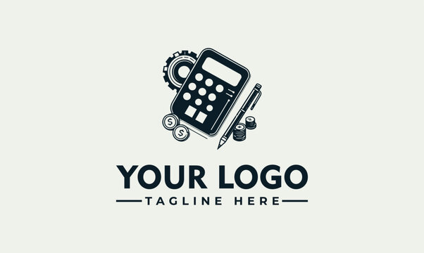 Professional accounting finance calculator gear vector logo illustration design