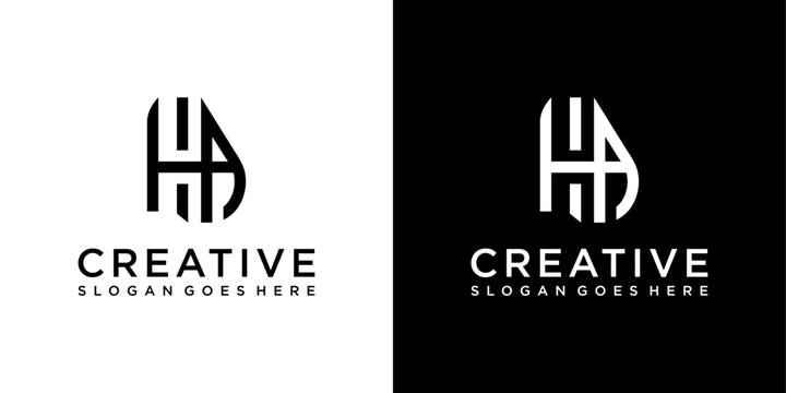 HA or AH initial letter logo design vector concept