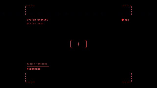 Drone Camera HUD Overlay Recording Warning Red Dashed Line Active Target Loop 4K