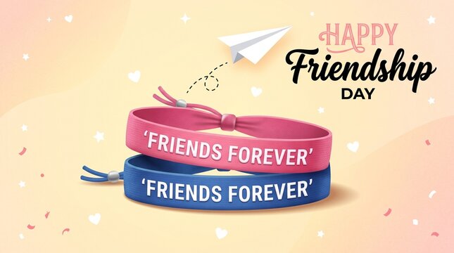 Vector illustration of Happy friendship day concept, friends forever written on friendship band