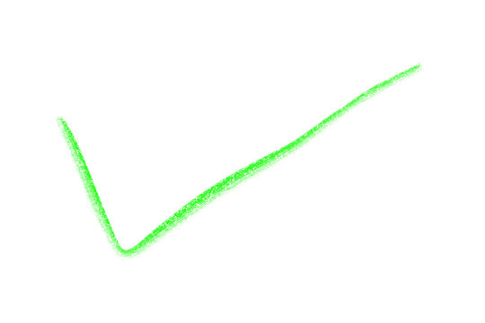 Hand-drawn green checkmark symbol with chalk texture on transparent background for graphic design element.