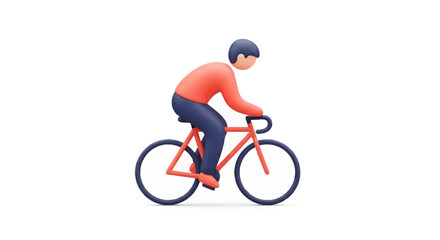Fototapeta premium 3D Man Cycling on Bicycle, Healthy Lifestyle, Fitness and Sport Concept