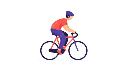 Obraz premium Man Riding Bicycle Flat Design Style