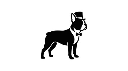Fototapeta premium Silhouette of a dog wearing a top hat and monocle