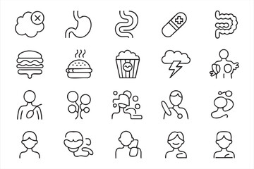 Fototapeta premium Digestive Health and Gastroenterology Line Icon Set for Medical Design
