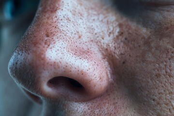 Naklejka premium Visible Blackheads on Nose Area with Enlarged Pores