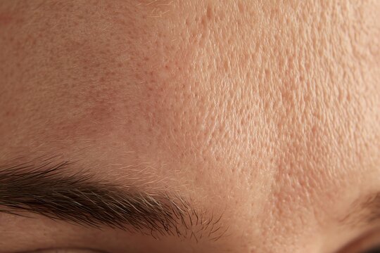 Young Adult Forehead with Mild Acne and Skin Texture Details