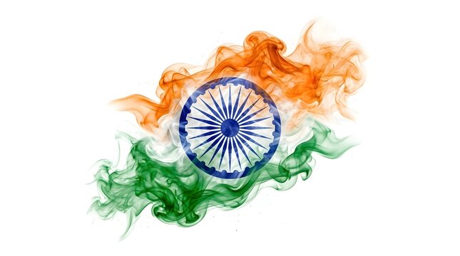 Waving Indian flag with smoke effect