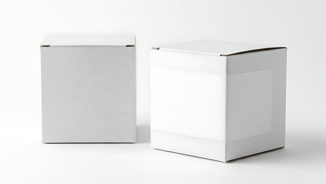 Two blank white cardboard boxes for product packaging mockup