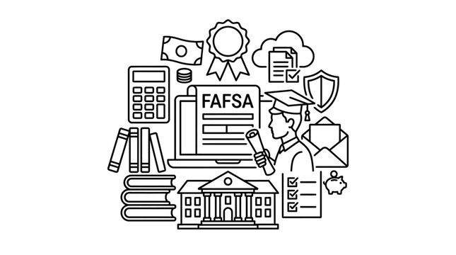 Online FAFSA Application and University Funding Concept